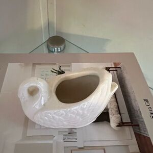 Vintage White/ Beige Swan Ceramic Sculpture